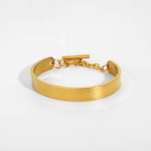 Nova tendência 10mm largura ouro liso em branco ot vara fivela pulseira para mulher banhado a ouro pulseira de aço inoxidável jóias 2024 - compre barato