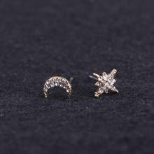 E7895 Mini Pave Crystal Star Moon Studs Earrings for Women 2021 New Arrival Asymmetric Crescent and Star Earrings Jewelry 2024 - buy cheap