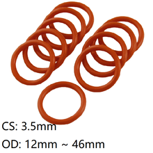 10 pces espessura cs 3.5mm od 12 46 46 mm silicone o anel junta de grau alimentício arruela impermeável borracha isolar redondo o forma selo vermelho 2024 - compre barato