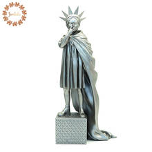 Modern Art 25CM Banksy Liberty Girl Nose-picking Street Art Silver Version Statue with Color Box Creative Home Decor Best Gift 2024 - buy cheap
