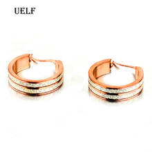 Uelf Small Hoop Earrings Stainless Steel Round Huggies Earring For Women  Ear Rings Clip Rose Gold Color Circle Earrings 2024 - buy cheap