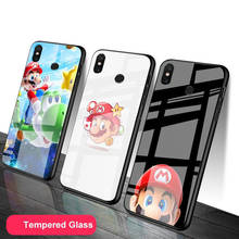 supermario Tempered Glass Phone Case For Redmi Note 5 6 7 8 9 Pro Note8T Note9S Redmi8 9 Cover Shell 2024 - buy cheap
