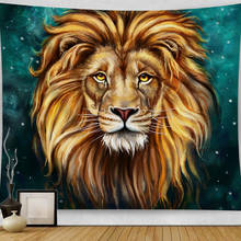 Tapeçaria de leão em 3d para decoração de parede, arte fresca de parede de animal selvagem indiano, decoração para quarto e sala de estar 2024 - compre barato