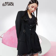 Elfsack solid pure chic botão coreano blazer jaqueta feminina, 2021 primavera elegante feminismo feminino oversize diário outwears 2024 - compre barato