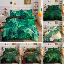 3D Effect Duvet Cover Set with Pillow Shams Green Tropical Plants Leaves Printed Bedding  2024 - buy cheap