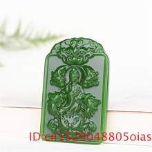 Natural Green Jade Guan Yin Dragon Pendant Necklace Chinese Hand-carved Charm Jadeite Jewelry Fashion Amulet Gifts for Men Women 2024 - buy cheap