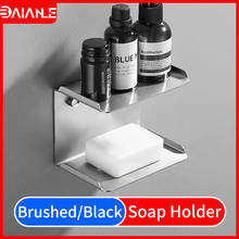 Bathroom Soap Holder Stainless Steel Black Kitchen Soap Dish Wall Mounted Double Layer Cosmetic Shampoo Shelf Shower Caddy Rack 2024 - buy cheap