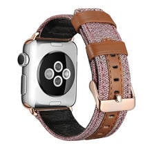 Fabric & Genuine Leather strap for apple watch series 7/6/SE/5/4/3/2/1 band 40mm 44mm 38mm 42mm bracelet iwatch correa 45 41 mm 2024 - buy cheap