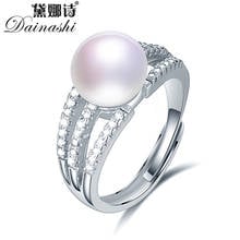 Dainashi elegante diseño de agua dulce perla anillo fiesta regalo moda 925 Plata de Ley cristal Zircon anillo ajustable para mujeres 2024 - compra barato