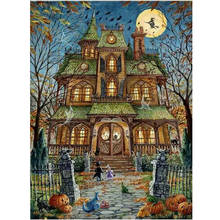 Night scenery DIY Diamond Painting Halloween house 5D Diamond Embroidery Sale Square Round Drill Diamond Mosaic Art AA879 2024 - buy cheap