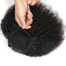 Extensão de cabelo humano cacheado afro, extensão de cabelos lisos afro femininos para rabo de cavalo encaracolado com ombré 2024 - compre barato