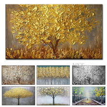 2021 New Handmade Large Modern Canvas Art Oil Painting Knife Golden Tree Paintings For Home Living Room Hotel Decor Wall Art 2024 - buy cheap