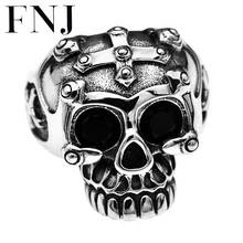 FNJ панк череп кольца 925 серебро регулируемый размер открытое популярное S925 твердое Серебряное кольцо для мужчин ювелирные изделия 2024 - купить недорого