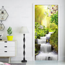 Adesivo de parede autoadesivo para portas, mural de cascata, floresta, estampa de paisagem, porta, ecológico, decoração de casa 2024 - compre barato