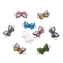 Eslabones de aleación impresos de mariposa esmaltada, conectores de dijes de mariposa pequeña de color para pulsera, collar, suministros de joyería DIY, 100 Uds. 2024 - compra barato