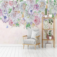 Papel tapiz Floral de alce de acuarela pintado a mano para sala de estar, papel tapiz 3D para paredes de dormitorio, decoración del hogar, murales de flores 2024 - compra barato