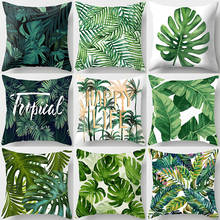 Plantas tropicais folhas padrão fronha almofadas poliéster capa de almofada lance travesseiro sofá decoração fronha 40506 2024 - compre barato