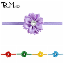 Powmuco 6 unids/lote Color sólido flores hecho a mano bebé diadema poligonal Floral Hairband elástico accesorios de fotografía recién nacido 2024 - compra barato