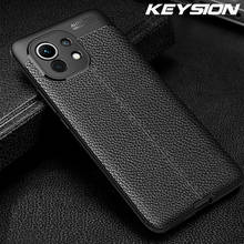 KEYSION-funda a prueba de golpes para Xiaomi Mi 11 5G, funda trasera del teléfono de silicona suave con textura de cuero de lujo para Xiaomi Mi 11 Mi 10 Ultra 2024 - compra barato