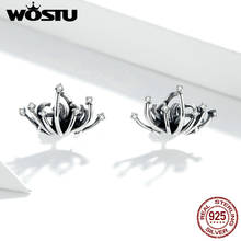 Женские сережки-гвоздики WOSTU, серебристые, красные, с изображением паука, лилии, настоящее 925 пробы, 2020 2024 - купить недорого