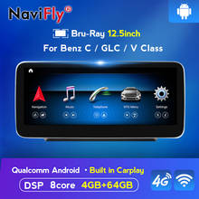 Navifly ips tela 8 núcleo android 10 jogador de navegação do carro gps para benz c-classe w205/glc-classe x253/v-classe w446 2015-2018 2024 - compre barato