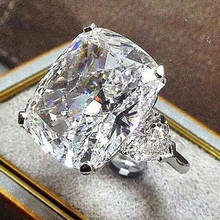 2019 New Arrival Luxury Big Square Crystal 10*12mm Engagement CZ Ring For Women Lady Wedding Anniversary Gift Jewelry Bulk Sell 2024 - buy cheap
