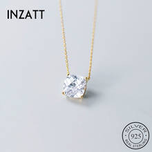 INZATT Real 925 Sterling Silver Square Zircon Pendant Necklace For Fashion Women Hiphop Fine Jewelry Accessories Minimalist Gift 2024 - buy cheap