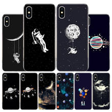 black with white moon stars space astronaut Phone Case For Apple iphone 13 12 11 Pro Max SE 2020 X XS XR 7 8 6 6S Plus Soft 2024 - buy cheap