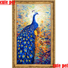 Mosaico de animales de pavo real, punto de cruz, 100% de resina, 5D, diamante cuadrado, completo, redondo, bordado, pintura de diamantes 2024 - compra barato