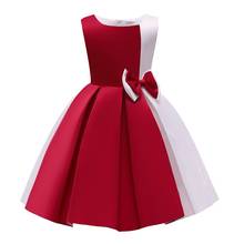 Vestido de princesa para adolescentes, ropa de verano sin mangas roja con lazo de retales blancos, chaleco de satén para niñas de 3 a 10 años 2024 - compra barato