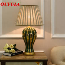 OUFULA-Lámparas de mesa de cerámica, luces de escritorio, tela moderna de cobre de lujo para vestíbulo, oficina, dormitorio creativo, Hotel 2024 - compra barato