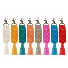 Tassel Macrame Keychains for Women Boho Handmade key Holder Keyring Macrame Bag Charm Car Hanging Jewelry Gifts 2024 - buy cheap