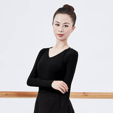Blusa de manga comprida com gola v, roupa feminina para treino de dança balé clássica com suéter 2024 - compre barato