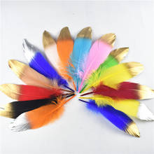 10pcs/lot Gold Dipped Natural Goose Feather for Crafts feathers jewelry making Plumes Decor Feathers Wedding Feathers Decoration 2024 - buy cheap