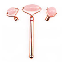 3 in 1 Rose Quartz Jade Roller Facial Massage Natural Stone Face Massager Double Chin V Shape Line Lift Slimming Anti-cellulite 2024 - buy cheap