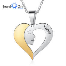 JewelOra дизайнерское персонализированное выгравированное название ожерелье из стали и золота смешанный цвет кулон в форме сердца, украшения в подарок для моих сестер 2024 - купить недорого