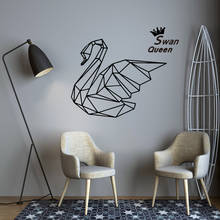Adesivo de parede geométrico queen swann, adesivo criativo de vinil para sala de estar, decoração de parede infantil 2024 - compre barato