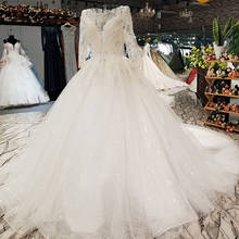 Serene Hill-vestido de novia de manga larga con cola larga y lentejuelas, traje de novia de Organza, cuello redondo, última novedad de 2019 2024 - compra barato
