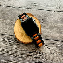 Pulseira luxuosa de aço inoxidável, para apple watch 38mm 40mm 42mm 44mm, pulseira de madeira de aço, apple iwatch series 1 2 3 4 5 6 2024 - compre barato