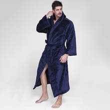 Men Casual Kimono Bathrobe Autumn Winter Flannel Long Robe Thick Warm Sleepwear Plus Size 3XL Nightgown Male Casual Home Wear 2024 - buy cheap