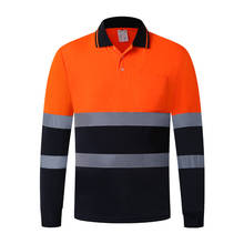 Reflective Safety Long Sleeve ANSI Class 1 Polo Shirt hi vis Workwear Two Tone Shirt Men Outdoor Work Clothes 2024 - buy cheap