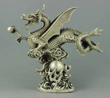 MGT-estatua de dragón de plata del Tíbet, coleccionable, raro 2024 - compra barato