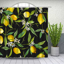 Cortina de chuveiro com tema limão verão cor de água padrão frutas decoração do banheiro à prova d' água de poliéster conjunto de cortina barato 2024 - compre barato