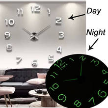 New Luminous Wall Clocks Large Clock watch Horloge 3D DIY Acrylic Mirror Stickers  Quartz Duvar Saat Klock Modern mute 2024 - buy cheap