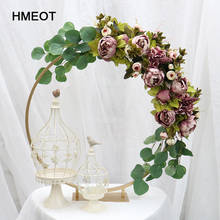60cm self made metal small arch party wedding backdrop decor table centerpiece set flower stand with artificial flower peonies 2024 - buy cheap