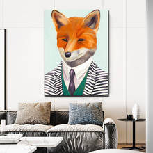 Pintura en lienzo de zorro de estilo moderno, carteles e impresiones de arte de pared, animales divertidos, obtén ropa para decoración nórdica del hogar de la habitación de los niños 2024 - compra barato