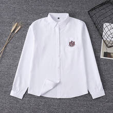 2020 White Cotton Japanese Embroidery Pattern Student School Jk Uniform Top Middle High School Uniforms Long Sleeve White Shirt 2024 - buy cheap