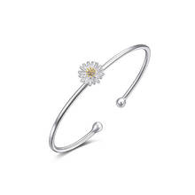 Pulseira banhada a prata com flor, joia feminina pingente aberto design simples para casamento 2024 - compre barato