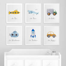 Póster con frase inspiradora de avión y coche para niños, lienzo impreso, arte de pared, pintura nórdica, decoración para habitación de bebé 2024 - compra barato