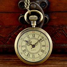 Ретро бронзовые римские стеклянные кварцевые цепочки для карманных часов античные мужские Подвески ожерелье часы подарок 2024 - купить недорого